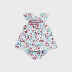 Vestito con copri pannolino neonata Mayoral Newborn azzurro-rosso floreale