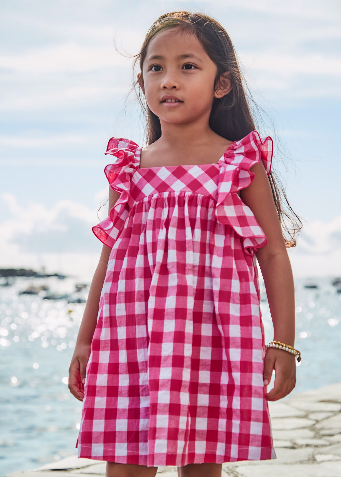 Vestito quadri vichy bambina Mayoral rosa peonia