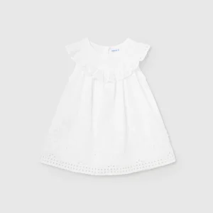 Vestito ricamato floreale neonata Mayoral bianco ottico