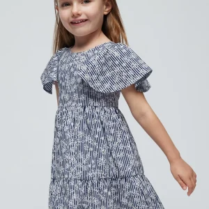 Vestito bambina Mayoral fantasia floreale righe blu