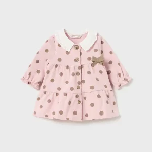 Vestito rosa stampa pois beige caldo cotone neonata Mayoral Newborn