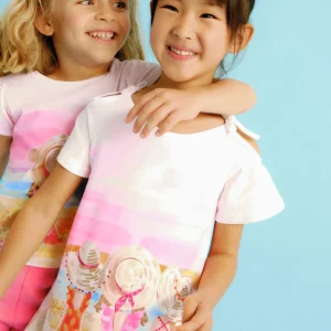 Vestito spalla fina bambina Mayoral stampa "Mare" bianco