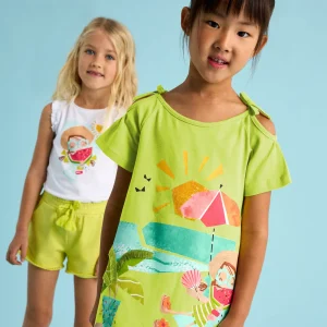 Vestito spalla fina bambina Mayoral stampa "Mare" cedro