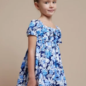 Vestito stampato fresco cotone bambina Mayoral blu floreale