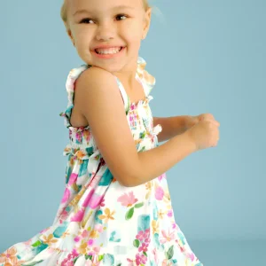 Vestito stampato con fascia bambina Mayoral floreale azzurro