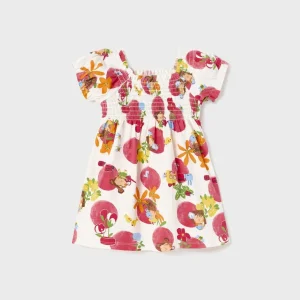 Vestito stampato con punto smock cotone sostenibile neonata Mayoral
