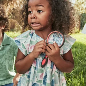 Vestito stampato fiori geometrici bambina Mayoral verde e azzurro