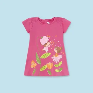 Vestito stampato fresco cotone neonata Mayoral Magenta