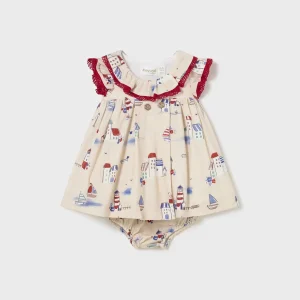 Vestito stampato lino con copri pannolino neonata Mayoral Newborn