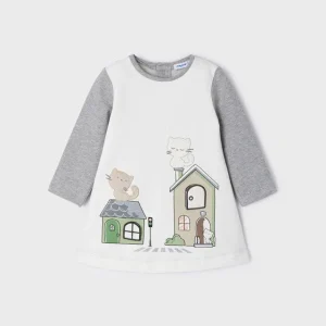 Vestito svasato neonata Mayoral PLAY WHIT grigio