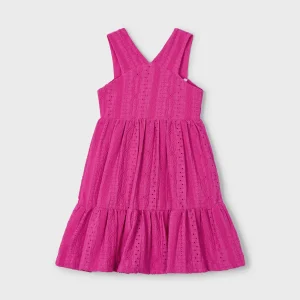 Vestito tessuto strutturato bambina Mayoral magenta