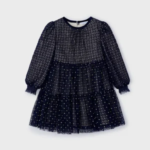 Vestito tulle fantasia bambina Mayoral blu marino