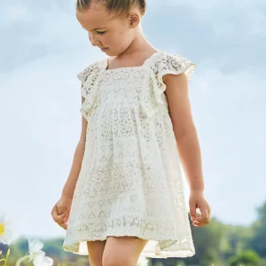 Abito fantasia a uncinetto bambina Mayoral colore panna
