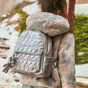 Zainetto imbottito effetto metallizzato bambina platino